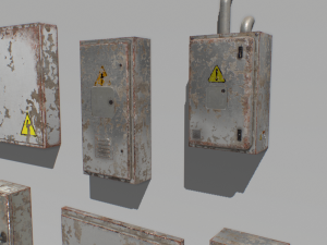 old and rusty electrical box pack 2 Model 3D