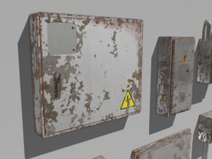 old and rusty electrical box pack 2 Model 3D