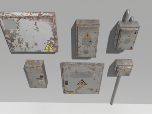 old and rusty electrical box pack 2 Model 3D