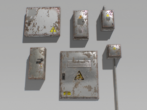 old and rusty electrical box pack 2 Model 3D