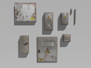 old and rusty electrical box pack 2 Model 3D