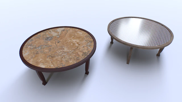 Round wooden table 3D Model .c4d .max .obj .3ds .fbx .stl .blend
