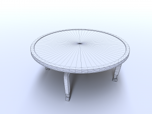 Round wooden table Modèle 3D