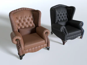 가죽 안락 의자 팩 2 3D 모델