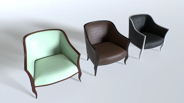 Leather Armchair Pack 4 3D Model .c4d .max .obj .3ds .fbx .stl .blend