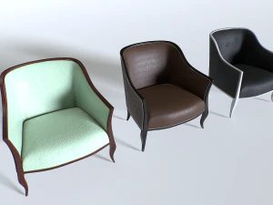 皮革扶手椅套装 4 3D 模型