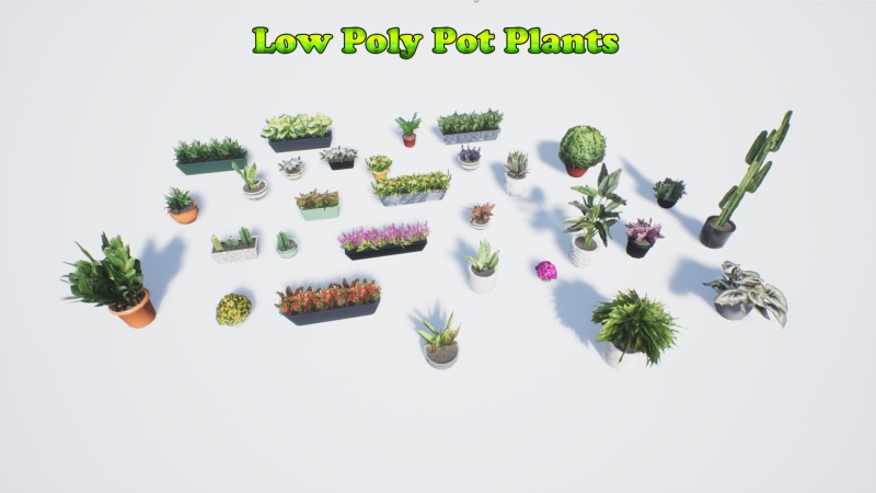 Low poly pot plants Modello 3D .c4d .max .obj .3ds .fbx .stl .blend 