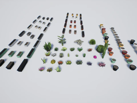 D&uuml;ş&uuml;k poli saksı bitkileri 3D Model