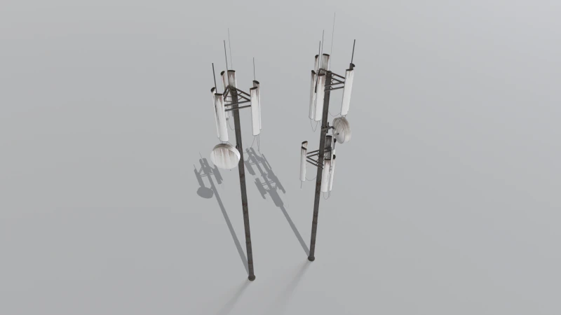 Old and Rusty Cell Towers 2 3D Model .c4d .max .obj .3ds .fbx .stl .blend