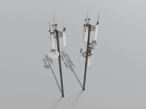 Torri cellulari vecchie e arrugginite 2 Modello 3D