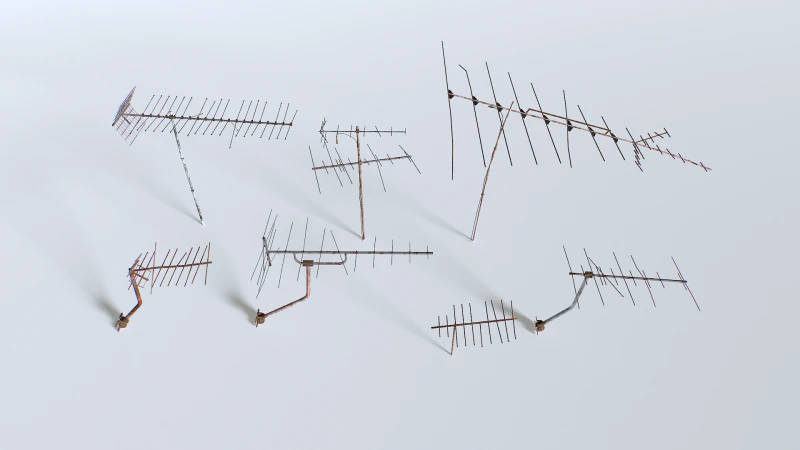 Rusty Old Tv antennas pack 3D Model .c4d .max .obj .3ds .fbx .stl .blend