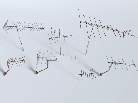 Paket mit rostigen alten TV-Antennen 3D Modell