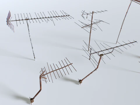 Rusty Old Tv antennas pack 3D Model