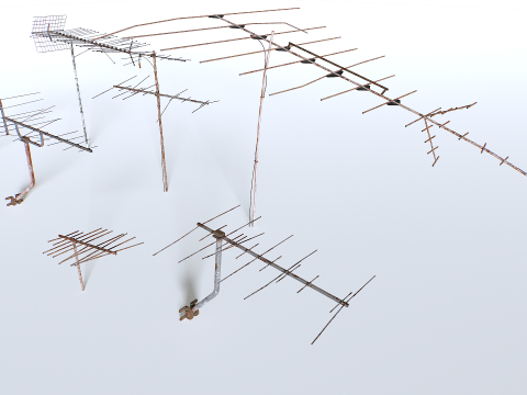 Rusty Old Tv antennas pack 3D Модель