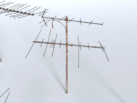 Rusty Old Tv antennas pack 3D Model