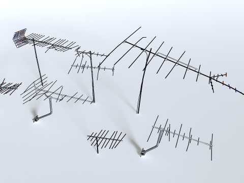 Rusty Old Tv antennas pack 3D Модель