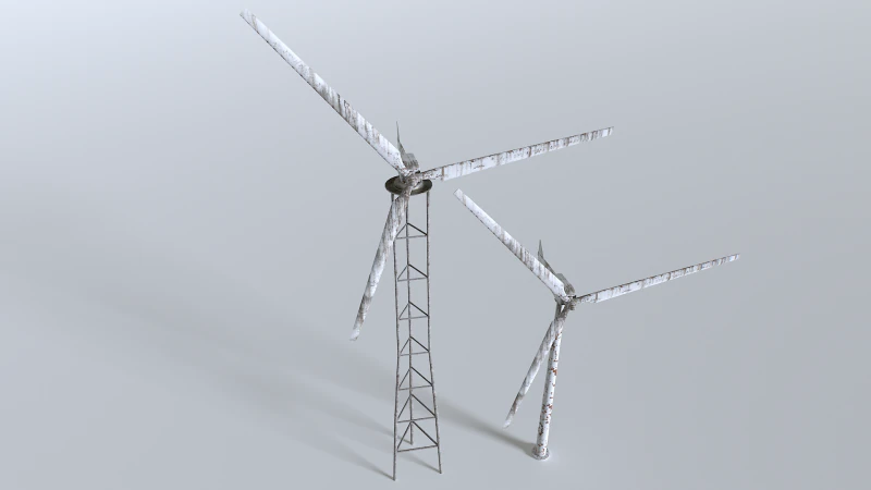 Rusty Rooftop Wind Turbine 3D Model .c4d .max .obj .3ds .fbx .stl .blend 