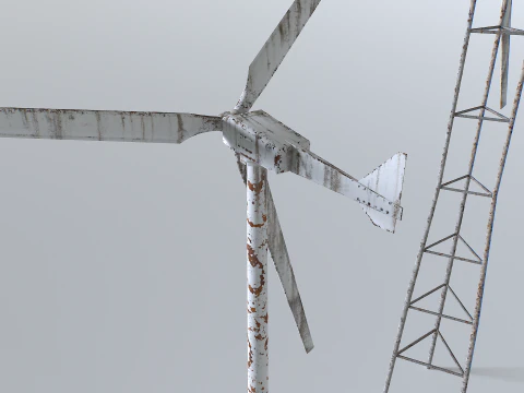 Rusty Rooftop Wind Turbine 3D Model