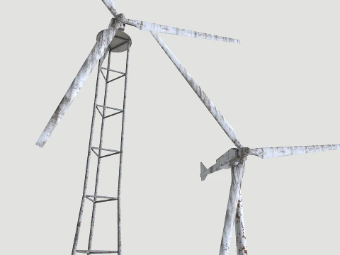 Rusty Rooftop Wind Turbine 3D Model