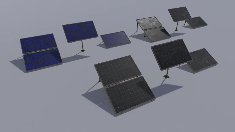 古くて錆びたソーラーパネルパック 3Dモデル .c4d .max .obj .3ds .fbx .stl .blend