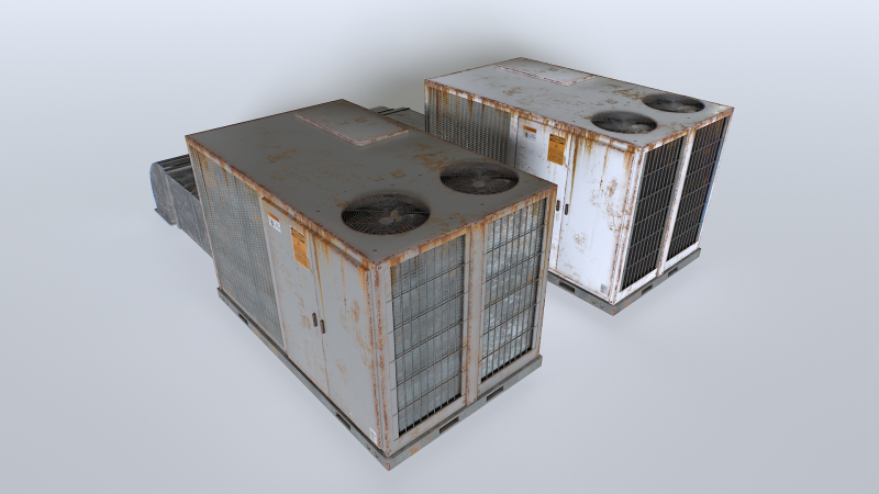 Rusty Rooftop AC hvac unit 3D Model .c4d .max .obj .3ds .fbx .stl .blend