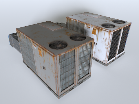 Rusty Rooftop AC hvac unit 3D Model