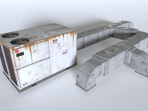Rusty Rooftop AC hvac unit 3D Model