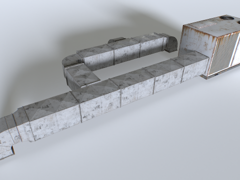 Rusty Rooftop AC hvac unit 3D Model