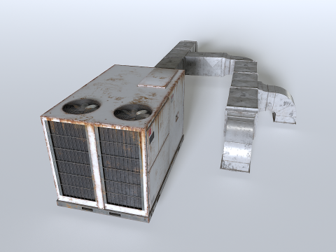 Rusty Rooftop AC hvac unit 3D Model