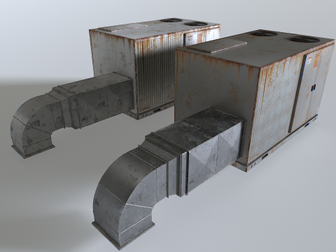 Rusty Rooftop AC hvac unit 3D Model