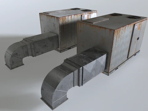 Rusty Rooftop AC hvac unit 3D Model