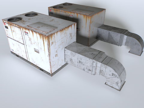 Rusty Rooftop AC hvac unit 3D Model
