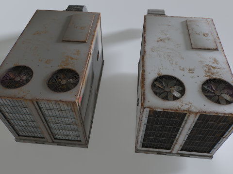 Rusty Rooftop AC hvac unit 3D Model