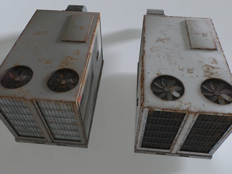 Rusty Rooftop AC hvac unit 3D Model