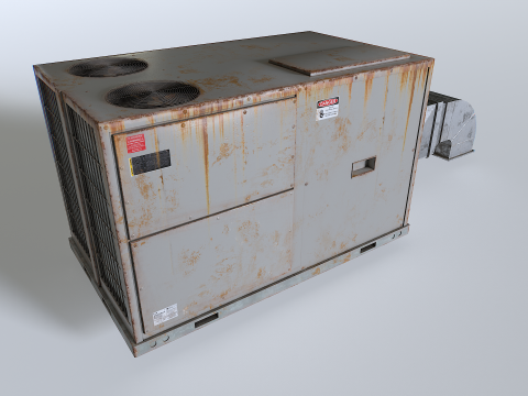 Rusty Rooftop AC hvac unit 3D Model