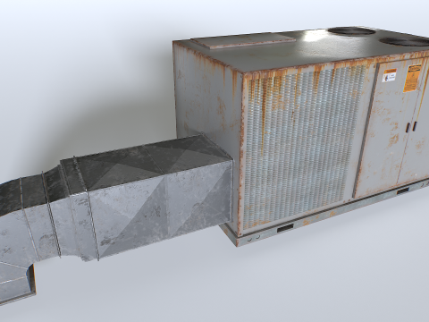 Rusty Rooftop AC hvac unit 3D Model