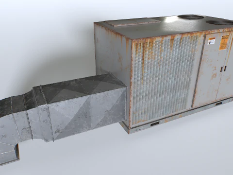 Rusty Rooftop AC hvac unit 3D Model