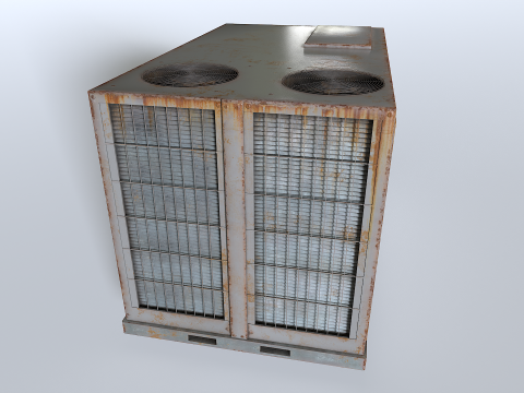 Rusty Rooftop AC hvac unit 3D Model