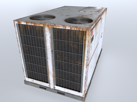 Rusty Rooftop AC hvac unit 3D Model