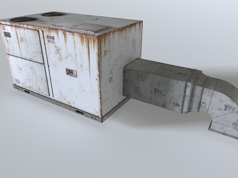 Rusty Rooftop AC hvac unit 3D Model