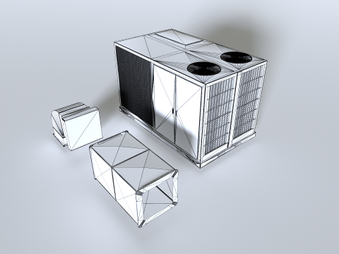 Rusty Rooftop AC hvac unit 3D Model