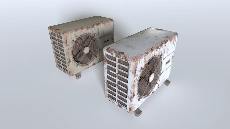 Rusty Rooftop AC hvac unit 3 3D Model .c4d .max .obj .3ds .fbx .stl .blend 
