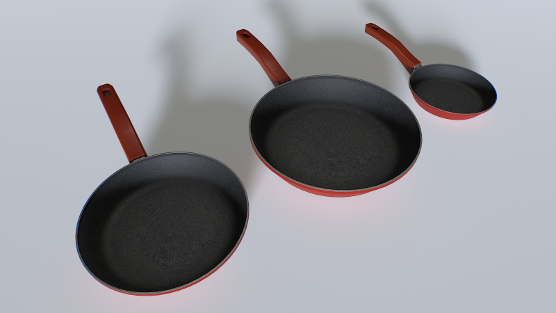 Frying pans set 1 3D 모델 .c4d .max .obj .3ds .fbx .stl .blend