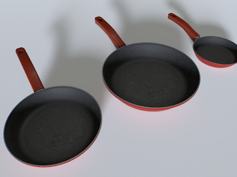 Frying pans set 1 3D Model