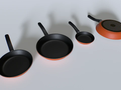 Conjunto de frigideiras 2 Modelo 3D