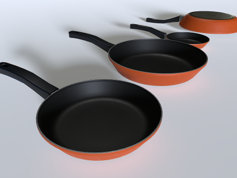 Frying pans set 2 3D Model