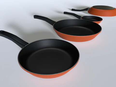 Frying pans set 2 3D Model