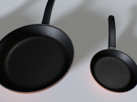 Frying pans set 2 3D Model