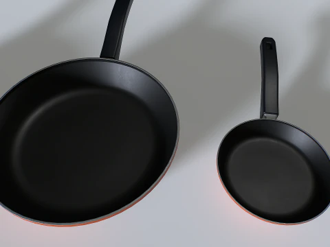 Frying pans set 2 3D Model