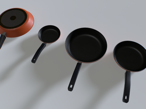 Frying pans set 2 3D Model